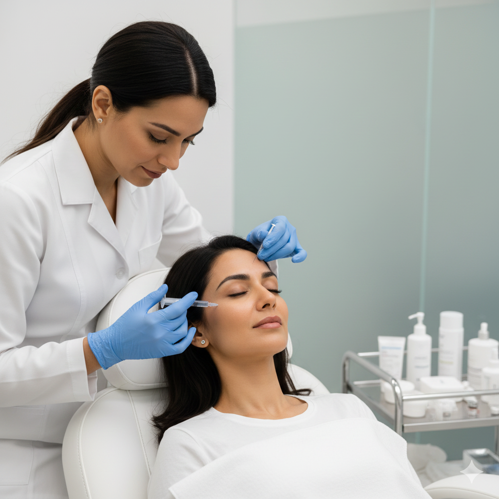 Botox and dermal fillers treatment for youthful face